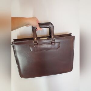 Vintage Lawyer Brown Leather Accordion Briefcase